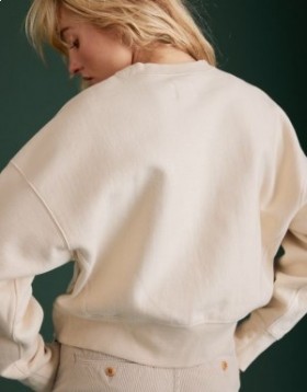 Aerie 77 Premium Cropped Fleece Crewneck Sweatshirts Beige