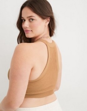 Aerie Superchill Seamless High Neck Top Bras Brown