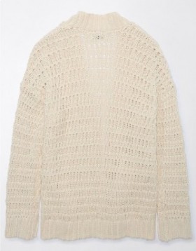 Aerie Oversized Pointelle Cardigan White
