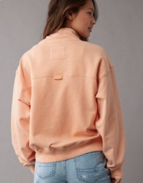 Aerie Quarter-Zip Fleece Sweatshirts Coral