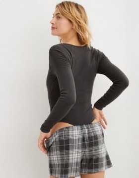 Aerie Long Sleeve Henley Body Grey