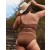 Aerie Crinkle Cut Out One Shoulder One Piece Swimsuits Dark Brown