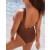 Aerie Crinkle Birthday Scoop One Piece Swimsuits Dark Brown