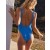 Aerie Shine Crinkle Birthday Scoop One Piece Swimsuits Blue