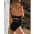 Aerie Crinkle Cut Out One Shoulder One Piece Swimsuits Black