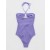 Aerie Crinkle Bandeau One Piece Swimsuits Purple