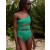 Aerie Crinkle Cut Out One Shoulder One Piece Swimsuits Green