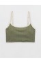  Top de biquíni Aerie Wide Rib Scoop Longline Verde oliva