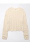  Aerie Cropped Cable-Knit Pullover Branco