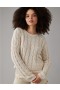  Aerie Cropped Cable-Knit Pullover Branco