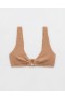  Top de biquíni Aerie Shine Crinkle com alça larga e decote redondo bege