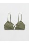  Top de biquíni Aerie Shine Crinkle Lace Up Scoop Verde-oliva