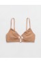 Top de biquíni Aerie Shine Crinkle Lace Up Scoop Bege