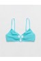  Aerie Shine Crinkle Lace Up Top de biquíni azul