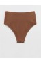 Aerie Crinkle Cintura Alta Cheeky Bikini Bottoms Marrom Escuro