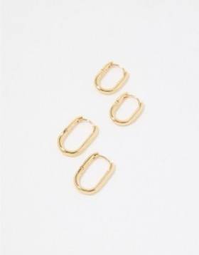  Aerie Chunky Paperclip Hoop Brinco Pacote Jóias Ouro