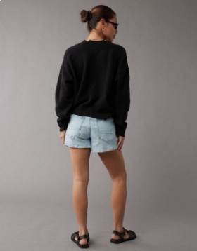  Aerie Whoa So Soft Cardigan curto com botões na frente, preto