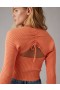  Aerie Cropped Ruched narancssárga pulóver