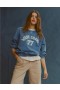 Aerie Crew Neck Graphic Polár Pulóverek Indigó