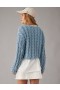  Aerie Cropped Cable-Knit pulóver kék