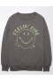  Aerie Oversized Smiley Graphic Pulóverek Szürke