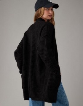 Aerie Whoa So Cozy gofri kardigán fekete