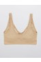  Aerie Slick Chicks Zipper Gan Sreang Oiriúnaitheach Bras Beige