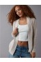  Aerie Pointelle-Knit Cardigan Gray