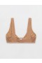  Aerie Shine Crinkle Strap Leathan Scoop Bikini Top Beige