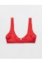 Aerie Crinkle Strap Leathan Scoop Bikini Barr Dearg