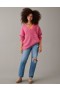  Aerie Whoa Chomh cluthar Waffle V-mhuineál Pullover Pink