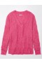  Aerie Whoa Chomh cluthar Waffle V-mhuineál Pullover Pink