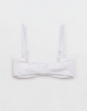  Aerie Crinkle Bandeau Bikini Barr Bán