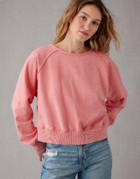  Coral Sweatshirts Twist-back Cropped Aerie
