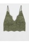  Aerie Show Off Reggiseno imbottito in pizzo lungo verde oliva