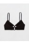  Aerie Crinkle Lace Up Scoop Bikini Top Nero