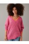  Aerie Whoa So Cozy Maglione con scollo a V e motivo a nido d'ape rosa