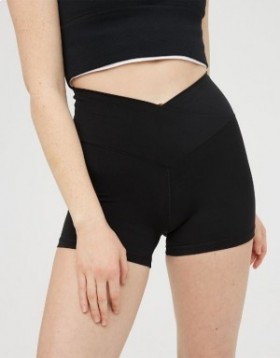  Aerie OFFLINE By Real Me Pantaloncini da ciclista a vita alta incrociati da 3" neri