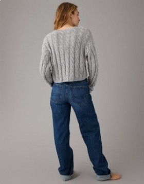  Maglione corto in maglia a trecce Aerie grigio