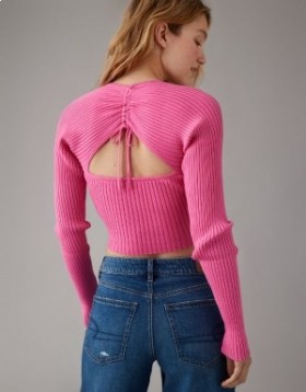  Maglione corto arricciato Aerie rosa