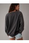  Aerie ビッグハグ オーバーサイズ ノッチネック スウェットシャツ ブラック