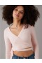  Aerie クロップド バレエ ラップ カーディガン ピンク