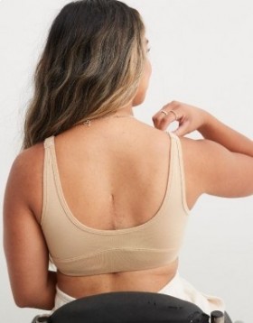  Aerie Slick Chicks アダプティブ ワイヤレス ジッパー ブラ ベージュ