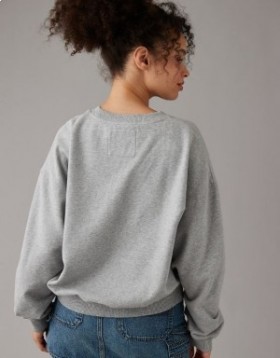 Aerie クルーネック フリース スウェットシャツ グレー