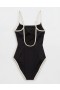  Aerie Wide Rib Scoop One Piece Badedrakter Svart