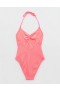  Aerie Crinkle Halter Voop One Piece Badedrakter Coral Orange