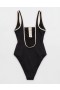  Aerie Wide Rib Henley One Piece Badedrakter Svart
