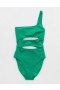  Aerie Crinkle Cut Out One Shoulder One Piece Badedrakter Grønn
