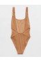  Aerie Shine Crinkle Birthday Scoop One Piece Badedrakter Beige