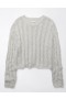  Aerie Cropped Cable-Knit Genser Grå